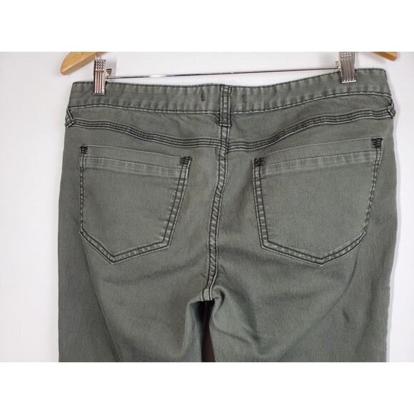 FREE PEOPLE Womens 31 Jeans Straight Leg Mid Rise Olive Green Distressed Denim - Picture 4 of 11